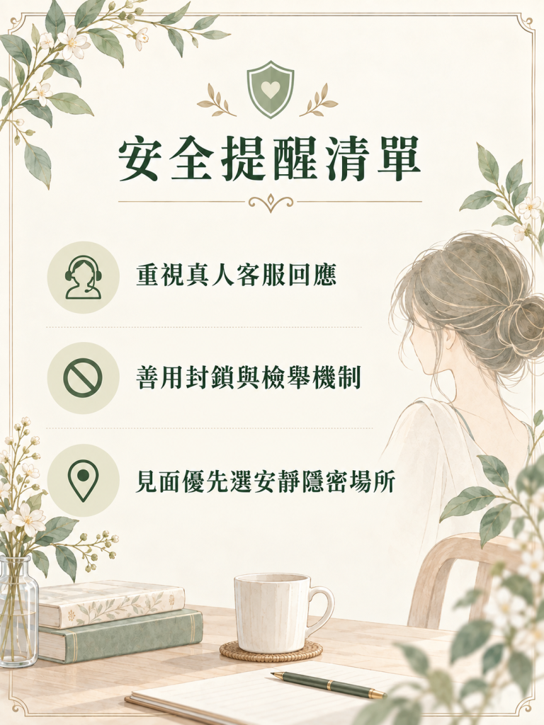 安全、客服與未來規劃_安全提醒清單圖